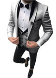 Aidase Men Suit Fashion Formal Business Slim Fit 3 Pieces White Blazers Burgundy Pants Men's  Wedding Male Set Groom Suit aidase-shop
