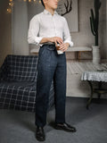 Aidase Autumn and Winter Woollen Trousers American Style Retro Loose Coarse Tweed Herringbone Straight Tube Casual Tweed Men's Pants aidase-shop