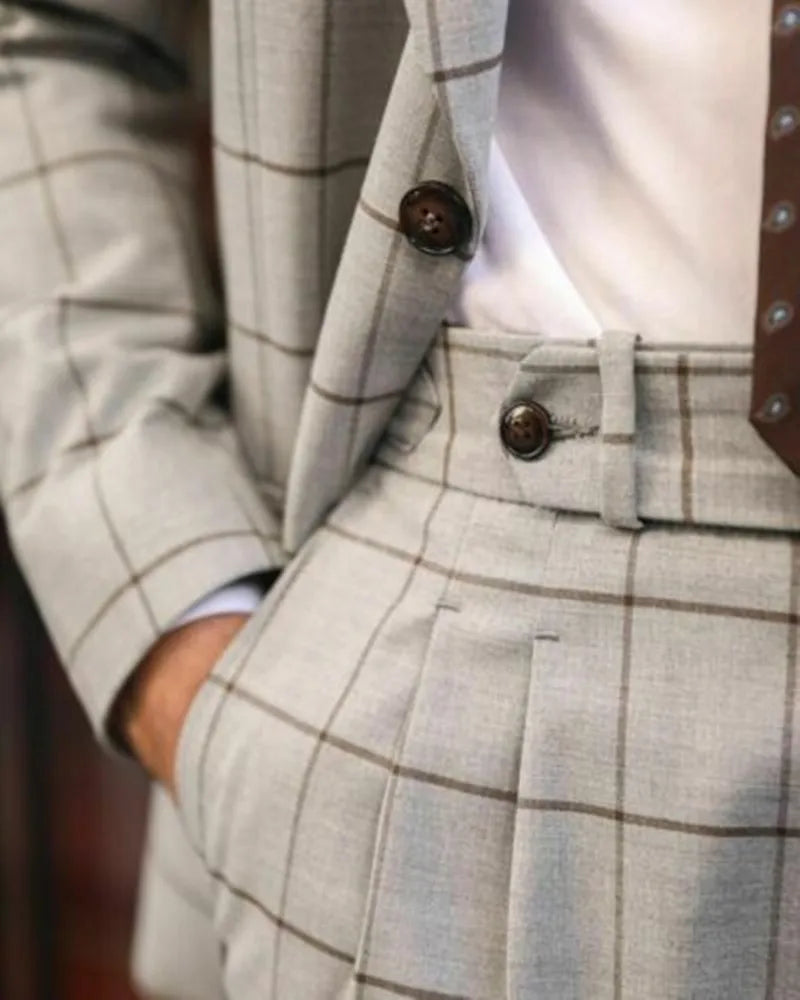 Aidase Men Suits Sets Slim Fit Check Costume Homme Tailor-Made 2 Pieces Coat Pants Prom Tuxedos Formal Peak Lapel Tailored aidase-shop