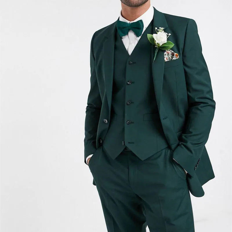 Aidase Man Suits Green Groom Tuxedos Blazer Slim Fit Wedding Dress  Jacket Vest Pants 3 Piece For Men  Handsome Costume Homme Custom aidase-shop
