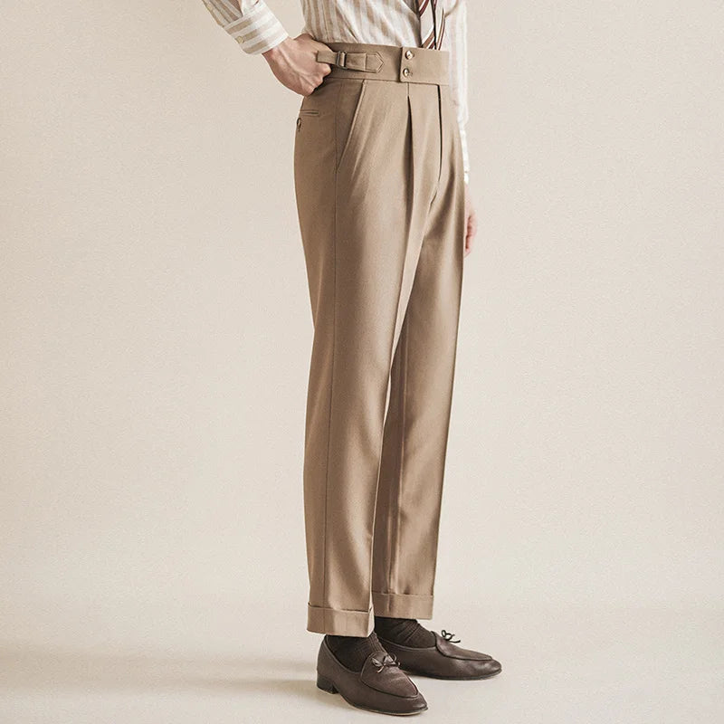 Aidase Paris Buckle Pant Casual Men Pant Fashion Naples High Waist Straight Pant Men Business Versatile Dress Pant Slim Social Trousers aidase-shop