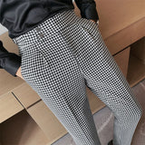 Aidase British Style Men High Waist Business Dress Pants Fashion Houndstooth Office Social Suit Pants Wedding Groom Casual Trousers Men aidase-shop