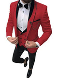 Aidase Men Suit Fashion Formal Business Slim Fit 3 Pieces White Blazers Burgundy Pants Men's  Wedding Male Set Groom Suit aidase-shop