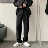 Brown/Black Suit Pants Men Fashion Society Mens Dress Pants Korean Loose Straight Casual Pants Mens Office Formal Trousers S-3XL aidase-shop