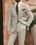 Aidase Men Suits Sets Slim Fit Check Costume Homme Tailor-Made 2 Pieces Coat Pants Prom Tuxedos Formal Peak Lapel Tailored aidase-shop