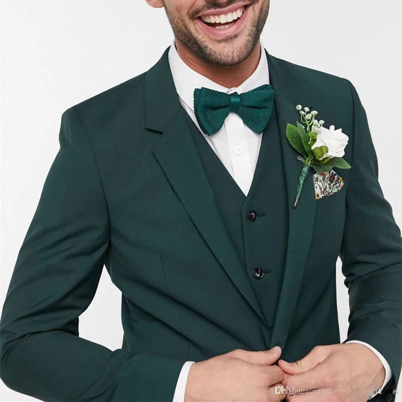 Aidase Man Suits Green Groom Tuxedos Blazer Slim Fit Wedding Dress  Jacket Vest Pants 3 Piece For Men  Handsome Costume Homme Custom aidase-shop