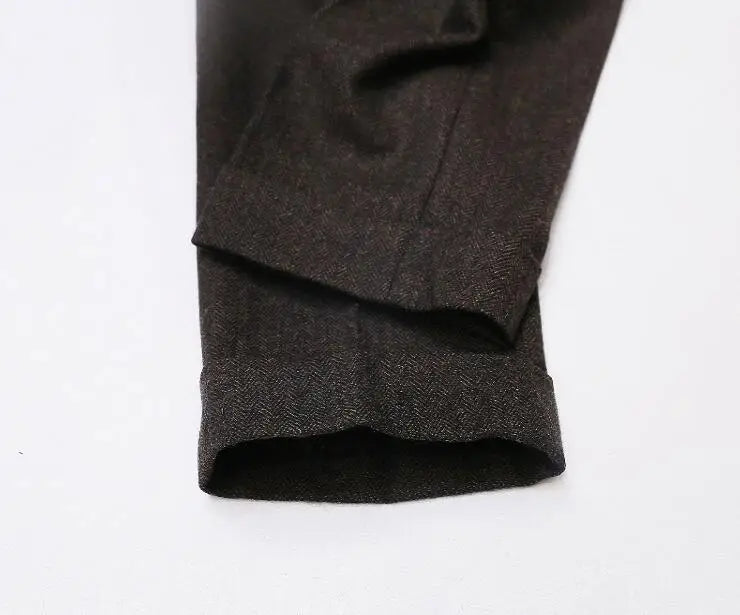 Aidase Winter British Style Men Pants Vintage Tweed Straight Casual Trouser Business Wool aidase-shop