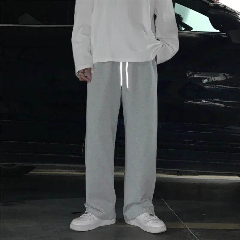 Aidase Summer Casual Pants Men Fashion Gray Black White Wide-leg Pants Men Streetwear Loose Straight Sweatpants Mens Joggers Trousers aidase-shop