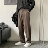 Brown/Black Suit Pants Men Fashion Society Mens Dress Pants Korean Loose Straight Casual Pants Mens Office Formal Trousers S-3XL aidase-shop