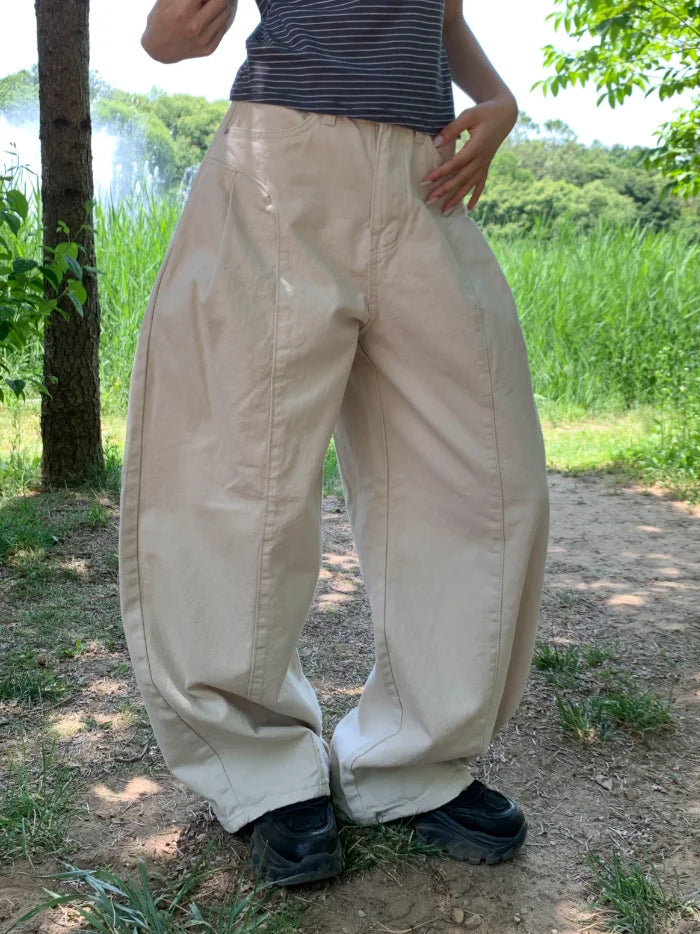 AIDASE  -  Women's High Waist Wide Leg Jeans 2025 New Korean Design Faionable Folded Knife Long Pants Versatile Sli Spring Autumn aidase-shop