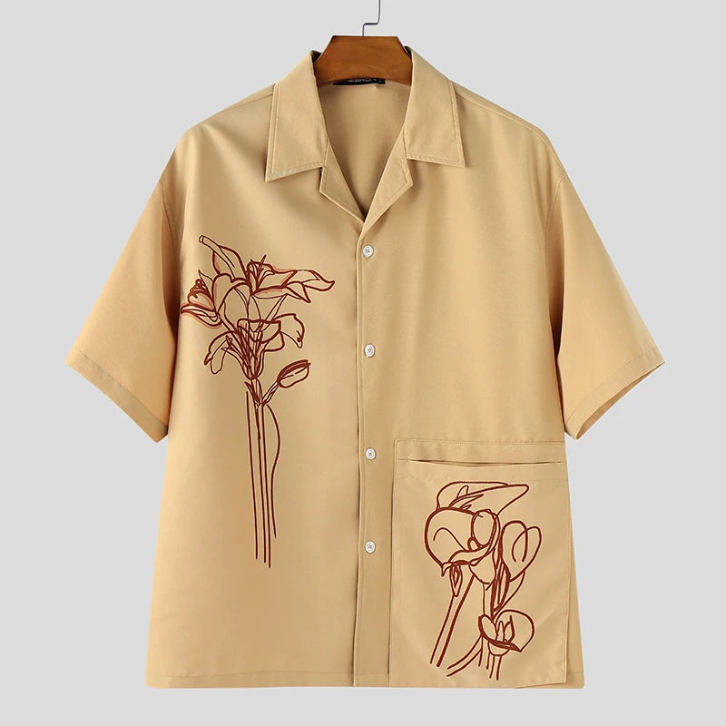 AIDASE  -  Men Shirt Summer Printing Vacation Oversize Lapel Short Sleeve Men Clothing Streetwear 2025 Fashion Casual Tops Men aidase-shop