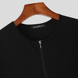 AIDASE  -  Men Bodysuits Patchwork O-neck Short Sleeve Zipper Casual Male Rompers Sexy Summer Skinny 2025 Fashion Bodysuit S-3XL aidase-shop