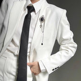 AIDASE  -  Autumn Winter Men's Solid Color Long-Sleeved Suit Jacket American Retro Fashion Trend High Street Loose Simple Niche Men's Tops aidase-shop