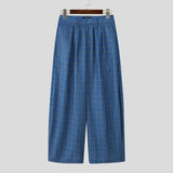 AIDASE  -  Men Pants Plaid Button Joggers Loose Casual Wide Leg Trousers Men Streetwear 2025 Pleated Oversize Fashion Long Pants aidase-shop
