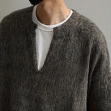 AIDASE  -  American Street Fashion Solid Color V-Neck Sweater Men Autumn And Winter Lazy Style High-End Casual Knitted Sweater Jacket Men aidase-shop