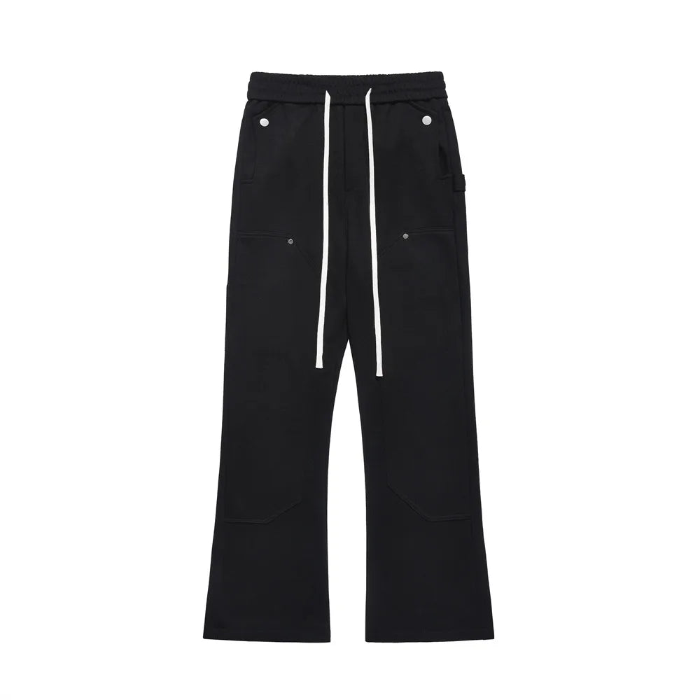 57.15Aidase Multi-Pocket Sweatpants Mens Casual Loose Solid Color Elastic Waist Loose Sports Trousers Men aidase-shop