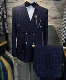 Aidase Grey Striped Mens Suits Double Breasted for Wedding Custom Made for Man Costume Groom 2-Pieces Tuxedos Best Man Blazer Pants aidase-shop