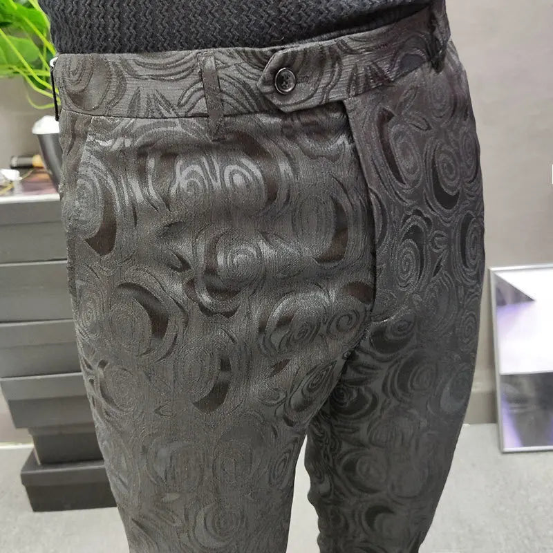 Aidase Luxury White Print Mens Dress Pant Business Casual Office Trousers Ment Ankle Length Pantalon Homme Slim Men Social Trouser aidase-shop