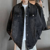 AIDASE  -  Fashion Men's Denim Jacket 2025 New Diamond-studded Decoration Long Sleeve Lapel Single-breasted Men Coats Trend 21E6846 aidase-shop