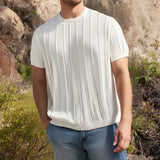 AIDASE  -  Summer Leisure O Neck Short Sleeve Knitted Tops Men Knitwear Fashion Solid Color Tees Daily Casual Mens Slim Fit Knit T-shirts aidase-shop
