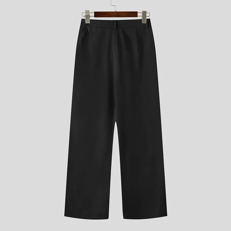 AIDASE  -  Men Pants Solid Color Button Lace Up Loose Casual Trousers Men Streetwear Joggers 2025 Fashion Leisure Male Long Pants aidase-shop