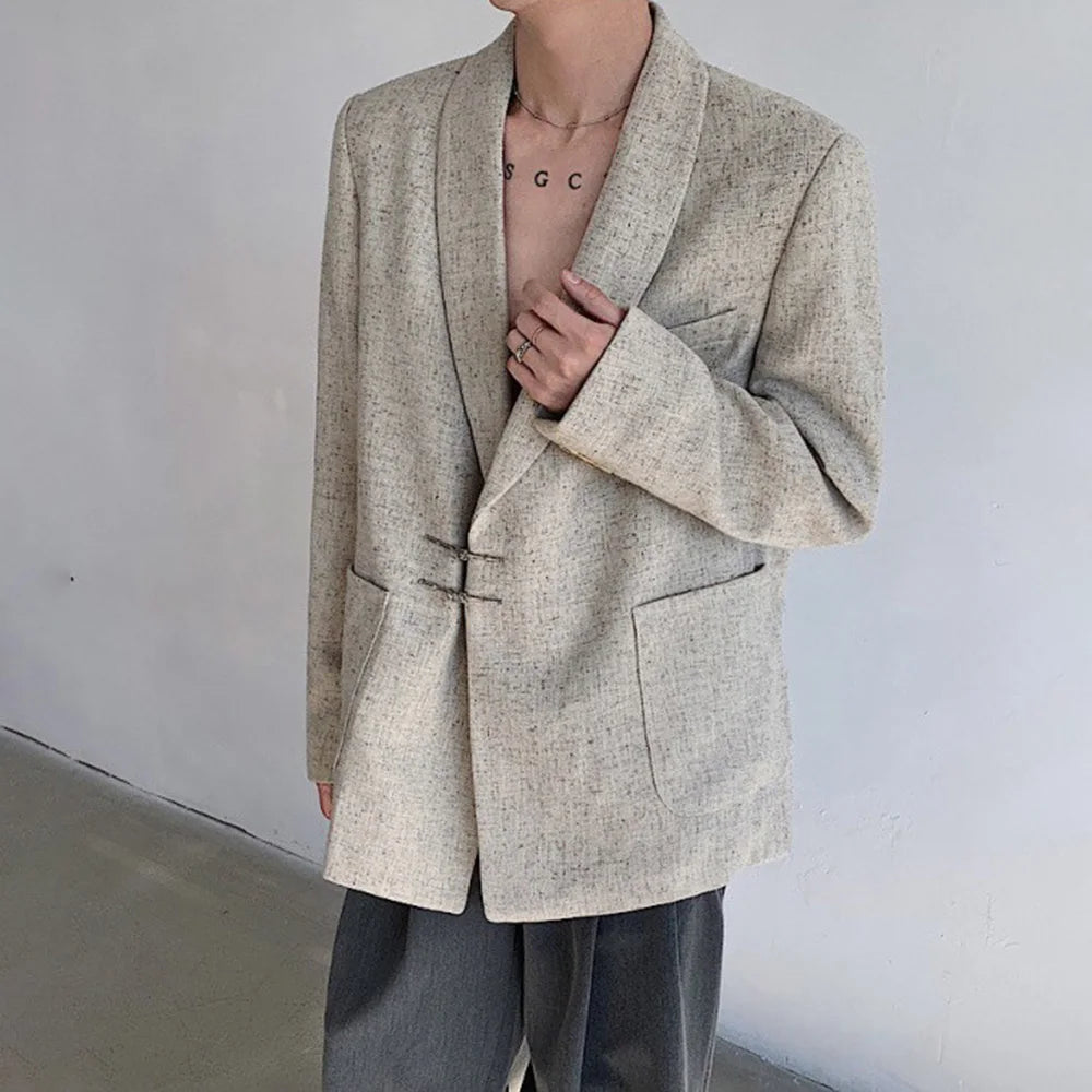 AIDASE  -  Spring And Summer New Men's Chinese Style Solid Color Suit Jacket Retro Elegant Luxury Casual Fashion Trend Simple Loose Men Top aidase-shop