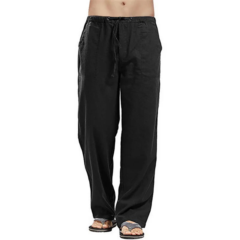 AIDASE  -  Spring Linen Wide Men Pants Korean Trousers Oversize Cotton Streetwear Male New Yoga Pants Casual Men Clothing Sweatpants aidase-shop
