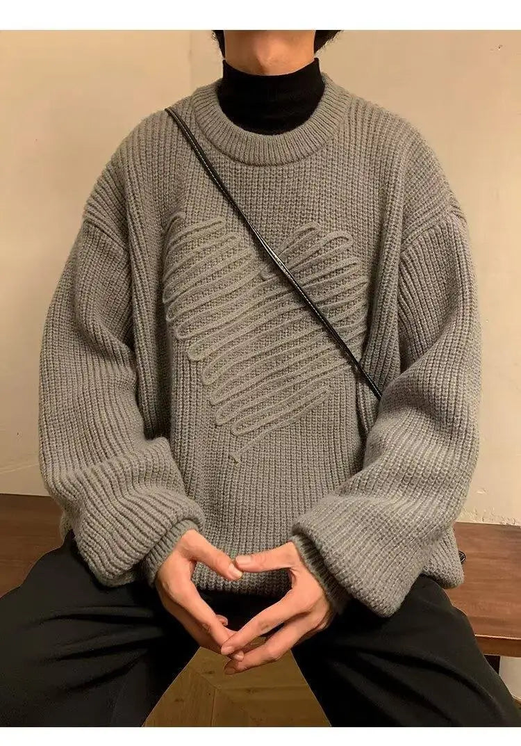 AIDASE  -  Casual Men Knitwear Sweater Square Block Jacquard Patchwork Design Long Sleeve Round Neck Solid Color Pullovers 21E7644 aidase-shop