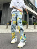 Aidase Streetwear Men Stylish Hip Hop Ripped Patch Slim Fit Jeans Pants Streetwear Casual Straight Denim Trousers aidase-shop