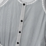 AIDASE  -  Men Bodysuits Lace Striped Patchwork O-neck Button Sleeveless Male Rompers Sexy 2025 Skinny Fashion Cozy Bodysuit Men aidase-shop