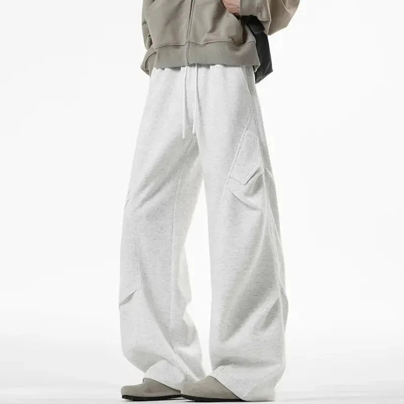 AIDASE  -  High Waist Men Sports Pants American Style Loose Draped Straight Wide Leg Casual Drawstring Trousers Autumn New 21E7679 aidase-shop