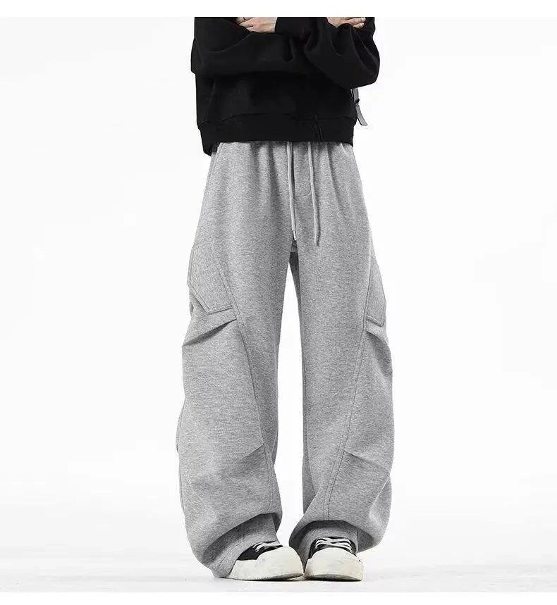 AIDASE  -  High Waist Men Sports Pants American Style Loose Draped Straight Wide Leg Casual Drawstring Trousers Autumn New 21E7679 aidase-shop