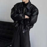 AIDASE  -  Y2K Mens PU Leather Jacket Pocket Motorcycle Coat Spring Casual Gothic High Street Dark Silhouette Top Men's Wear Unisex 2025 aidase-shop