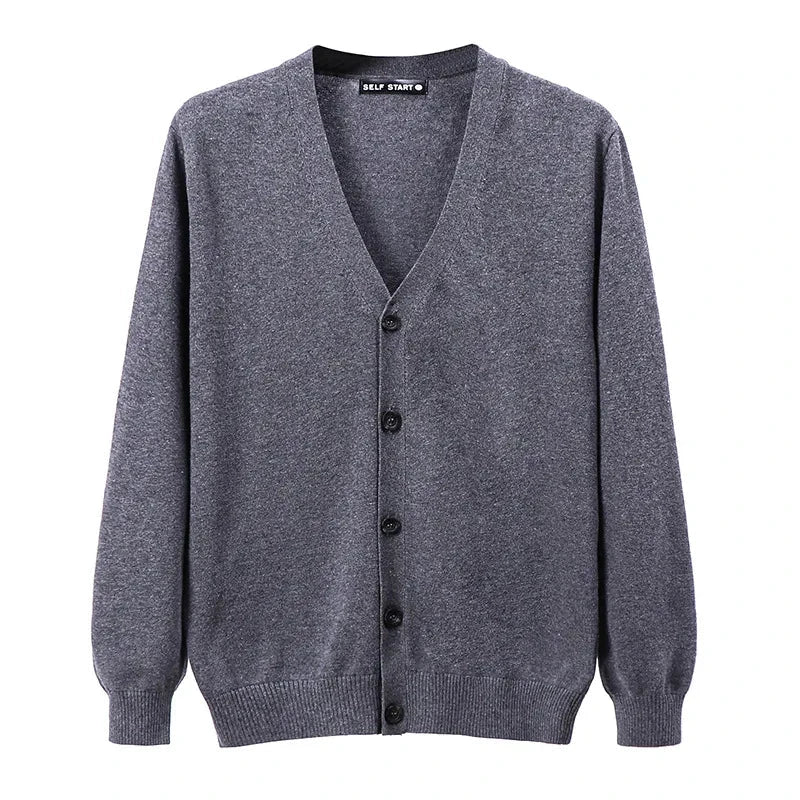 AIDASE  -  M-4XL Autumn Men's Knitted Cardigan Thin V-neck Basic Elastic Slim Fit Thin Sweater Solid Color Casual Versatile Coat aidase-shop