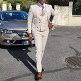 Aidase Luxury Beige Men Suits Single Breasted Peak Lapel Slim Fit Costume Homme Formal Elegant 3 Piece Jacket Pants Vest Blazer Terno aidase-shop