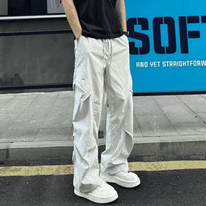 AIDASE  -  New 2025 Pleated Trendy Straight-leg Casual Pants for Men in Summer Thin Loose Outdoor Workwear Quick-drying Trousers aidase-shop