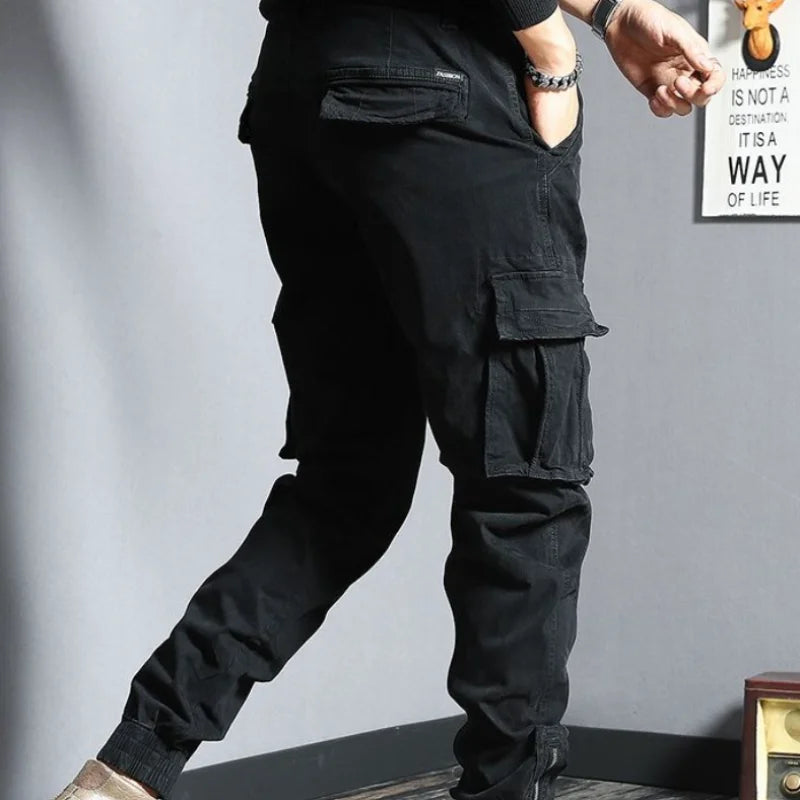 Aidase Harem Cargo Pants for Men Y2k Multi Pocket Fashion Navy Slacks Casual Slim Stretch Loose Stacked Outdoor Hip Hop Trousers Man Xl aidase-shop