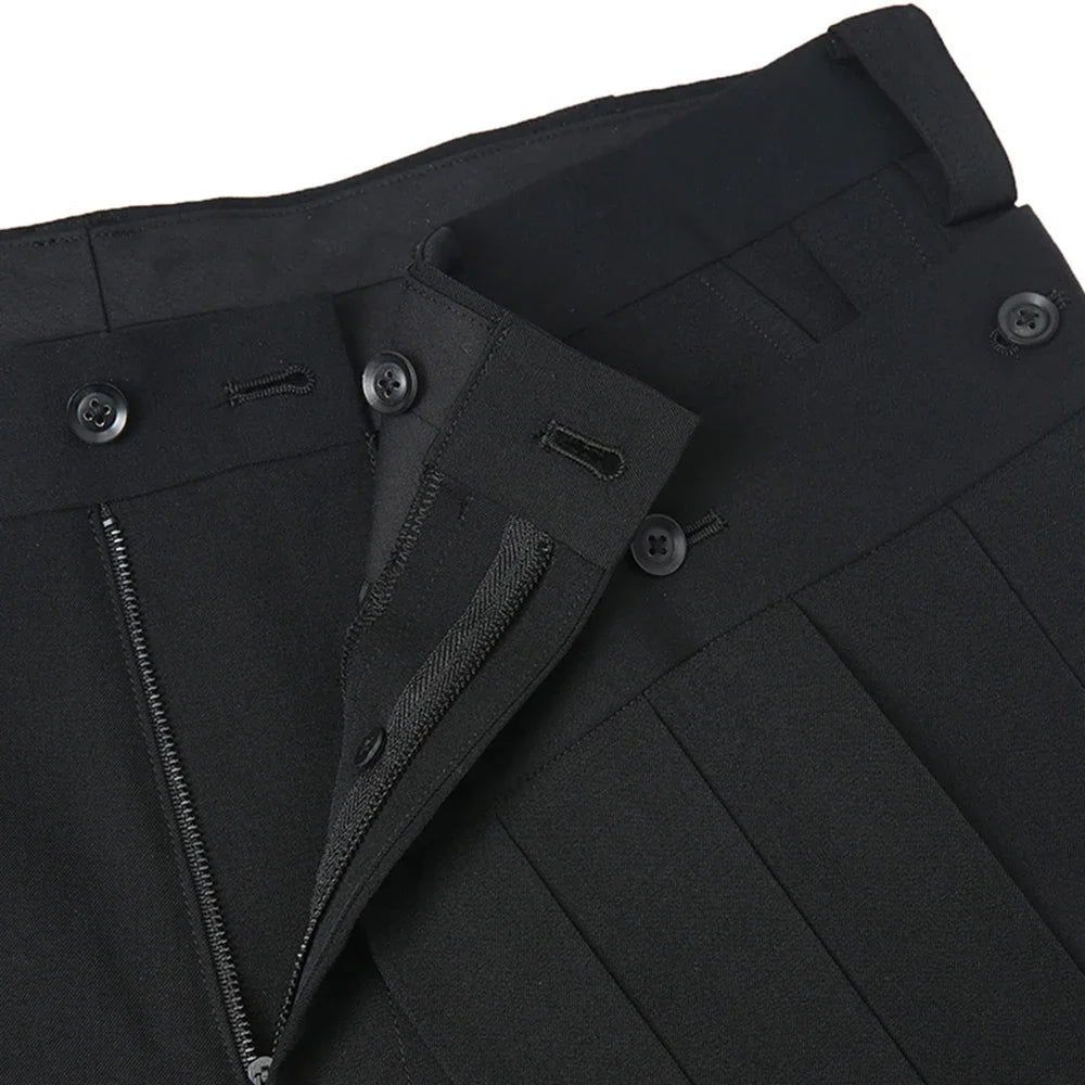 AIDASE  -  Spring Summer New Genderless Double-Layer Culottes Mens Fashion Trend Casual Deconstructed Pleated Trousers Straight Pants aidase-shop