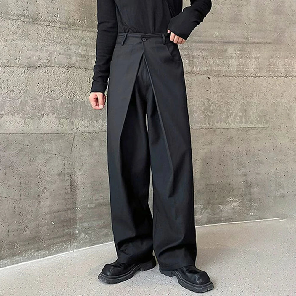 AIDASE  -  Men's Solid Color Straight Suit Trousers Korean Fashion Trend High Street Simple Loose Casual Breathable Summer New Men's Bottom aidase-shop
