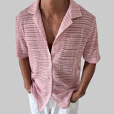 AIDASE  -  Tops Spring Summer New Men's Tide High Street Sheer Turn-Down Collar Trendy Niche Chic Casual Short Sleeve Shirt Ins W11470