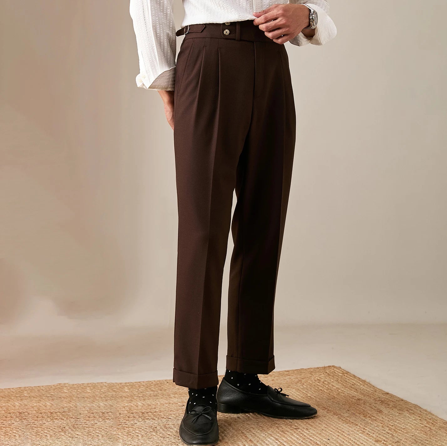 Aidase 2024 Italian Naples Casual Suit Pants Men's Straight Fit Business Pants Men's Social Trousers Office-trouser Retro Gentlemen's aidase-shop