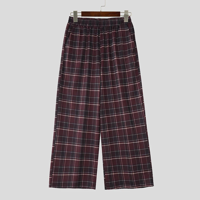 AIDASE  -  Men Plaid Pants Elastic Waist Joggers Loose Casual Trousers Men Streetwear 2025 Korean Style Fashion Male Wide Leg Pants aidase-shop