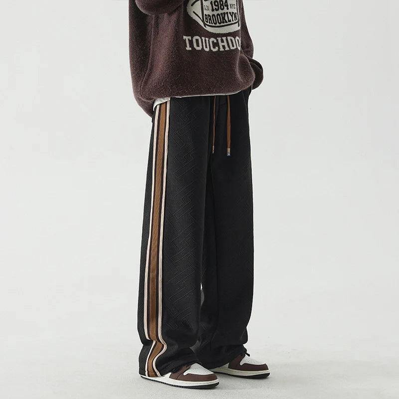 Aidase Fashion Elastic Spliced Striped Straight Casual Pants Men's Clothing 2024 Spring Summer New Loose Korean High Waist Trousers aidase-shop