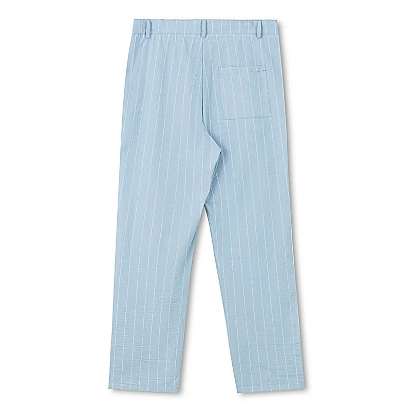 AIDASE  -  Plus Size Mens Fashion Striped Hotpants Loose Classic Linen Bloomer Male Ankle-Length Trouser Men Casual Beach Sweatpants New aidase-shop