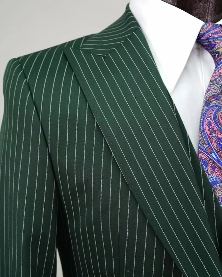 Aidase Modern Men's Suit Pinstripe 3 Pieces Blazer Pants Double Breasted Business Formal Work Wear Wedding Groom Costume Homme aidase-shop