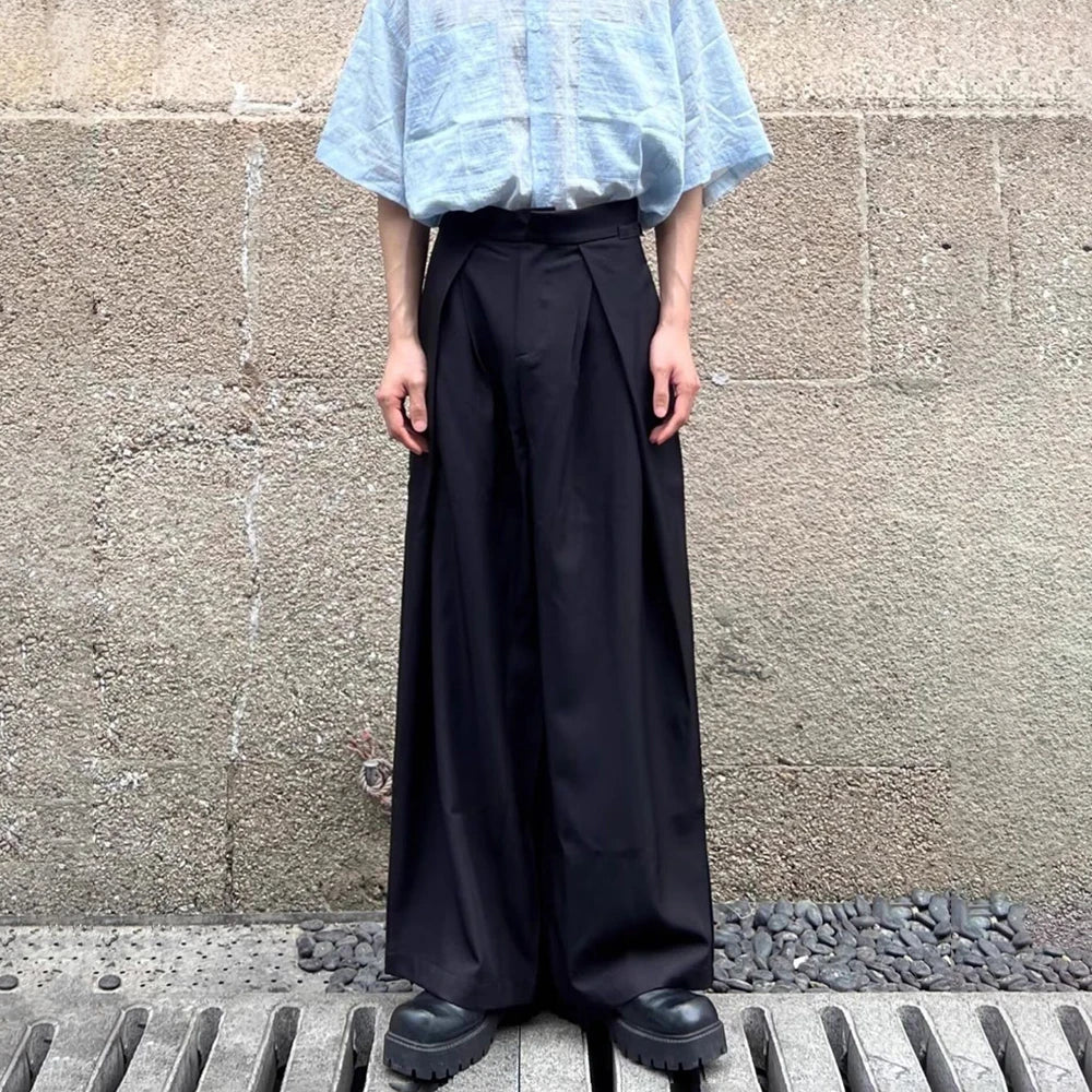 AIDASE  -  Mens Suit Pants Adjustable Waist 3d Pleated Casual Pants Streetwear Fashion Niche Retro Wide-Leg Pants Men'S Clothing 2025 New aidase-shop