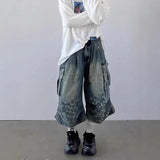 AIDASE  -  Summer New Men's Straight Wide-Leg Cropped Jeans Retro American Fashion Trend Street Hip-Hop Niche Casual Loose Men's Bottoms