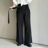 AIDASE  -  Summer New Men's Solid Color Ribbon Suit Trousers American Fashion Trend High Street Loose Casual Breathable Men's Bottoms aidase-shop