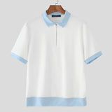 AIDASE  -  Men Shirt Patchwork Lapel Zipper Short Sleeve Summer Male Tops Streetwear Shirts 2025 Fashion Casual Men Clothing S-5XL aidase-shop