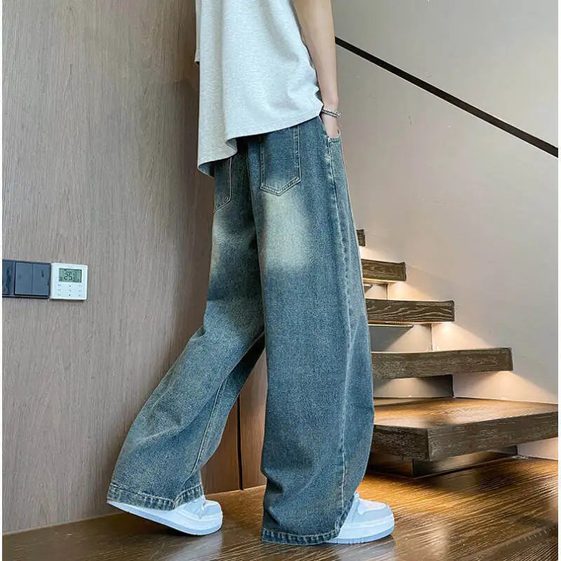 AIDASE  -  American Style Male Jeans Trendy Loose Casual Versatile Straight Trousers 2025 New Fashion Handsome Denim Pants 21E6610 aidase-shop